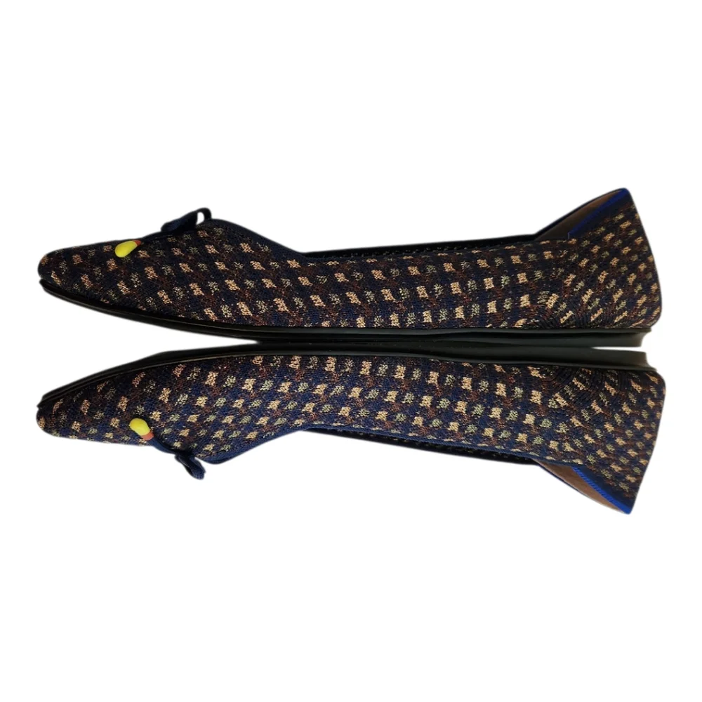 NEW Rothy's Evening The Bow Metallic Knit Pointed Toe Ballet Flat Size 8